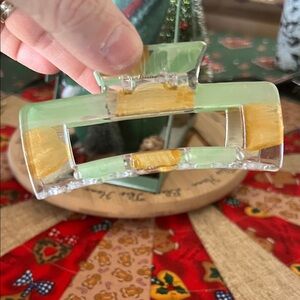 NEW Green and Gold Hair Clip